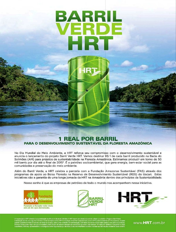 BARRIL VERDE HRT. 1 REAL POR BARRIL PARA O DESENVOLVIMENTO SUSTENTEÁVEL DA FLORESTA AMAZÔNICA.