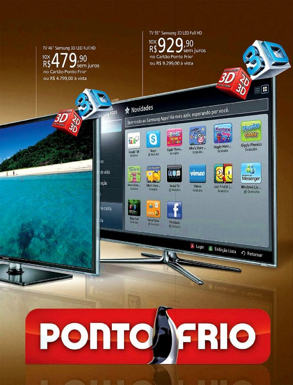 A nova linha Samsung SmartTV já chegou no Ponto Frio. Design e interatividade em condições imperdíveis.